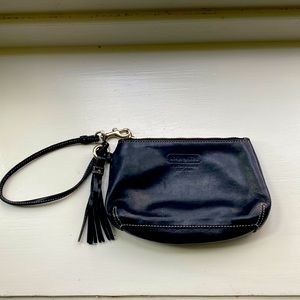 Coach black leather wristlet